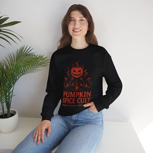 Pumpkin Spice Cult Sweatshirt, Halloween Sweatshirt, Unisex Fall Crewneck, Cozy Pumpkin Apparel, Autumn Fashion Gift4