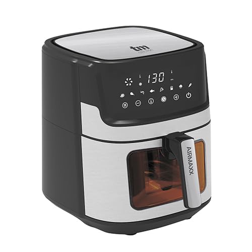TM Electron TMPFR105 AIRMAXX freidora sin aceite XXL, capacidad de 6,5 litros, cestillo antiadherente, ventana, 8 programas, pantalla táctil, 1700W, temperatura de 80 a 200º y temporizador 1 a 60 min