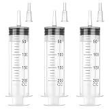 200 ml Large Syringe for Liquids, Syringe Without Needle, for Thick Liquids, 3 Pack Individually Wrapped
