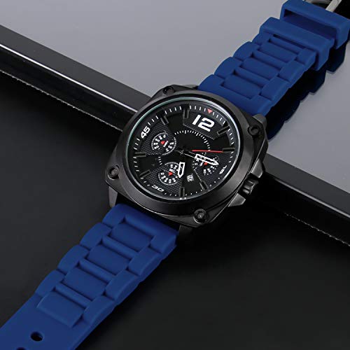 24Mm Sky Blue Waterproof Silicone Wristwatch Strap Universal Rubber Watch Band Heavy Stainless Steel Buckle #TOP2