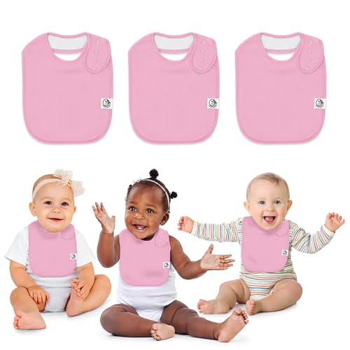 Image of 3 Pack Drooling Bibs for Babies | Premium & Soft Organic Cotton Teething Bibs with Snaps and Fleece Backing