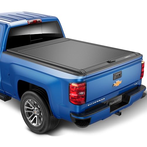 Image of Flowkottu Retractable Tonneau Cover Fit Chevy Silverado Sierra Truck Bed (2015-2019 1500, 6.8 Ft)