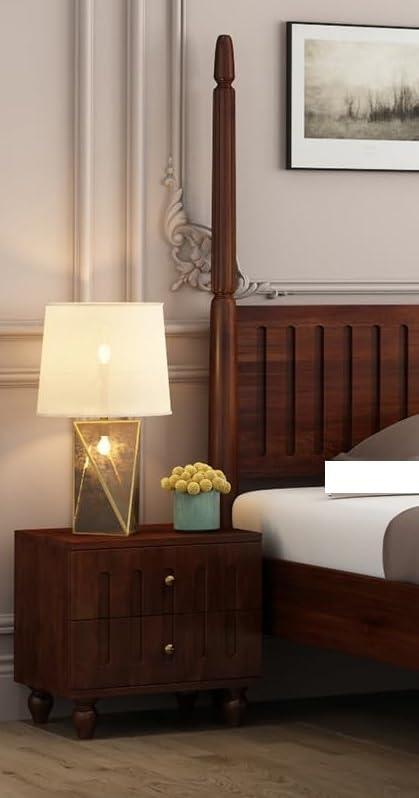 BedCult Furniture Wooden Bedside with 2 Drawers, Side Table,Nightstand Color -(Walnut Finish) 1 Year Warranty Size - 18L x 15W x 18H-image-12