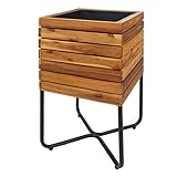Dimensionen (HxLxB): 60x33x33cm | Material: Rahmen: Akazienholz - Einsatz: Kunststoff - Füße: Stahl | Farbe: Braun