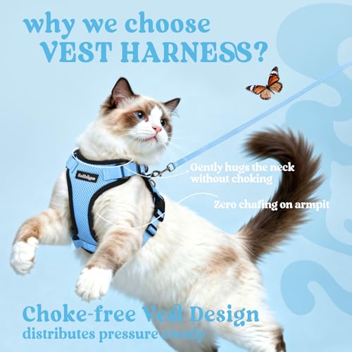 Image of rabbitgoo Cat Harness and Leash Set, Escape Proof Vest, Light Blue