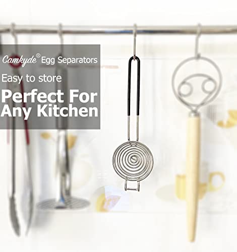 Image of CAMKYDE Egg Separator Food Grade Stainless Steel Egg Yolk White Separation Tool (Black)