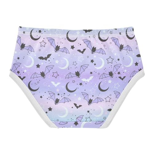 Little Girl Underwear Toddler Panties Kids Undies Purple Bat Moon Soft Cotton Briefs 2T-8Y2