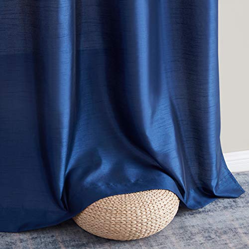 Hlc.me Jefferson Faux Silk Semi Sheer Light Filtering Microfiber Lined Grommet Lightweight Window Curtains Drapery For Bedroom, Dining Room & Living Room, 2 Panels (54 X 84 Inch, Navy Blue) #TOP5