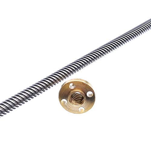 Edelstahl Schrauben, Leitspindel T8 350 mm Trapezgewindespindel mit Mutter 304 Edelstahl mehrere Steigungen for 3D-Drucker(Helical pitch 4mm)