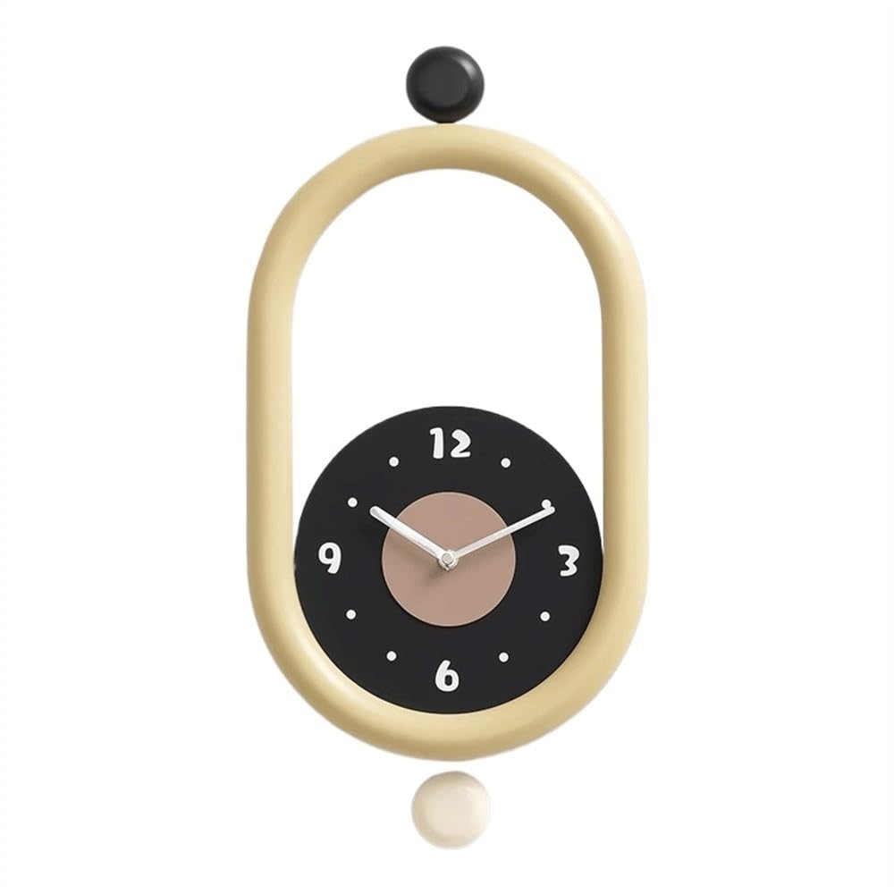 J9V4G6S3B5 Analogue Wall Clock Non Perforated Simple Wall Clock for Living Room Home Fashion, Suitable for Hotels, Restaurants, and Rooms for Room Decoration(Yellow)