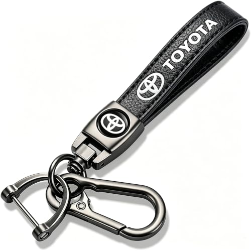 Image of Leather car Keychain Set for Men and Women Family Present Keychain Key Ring Lanyard (Black)