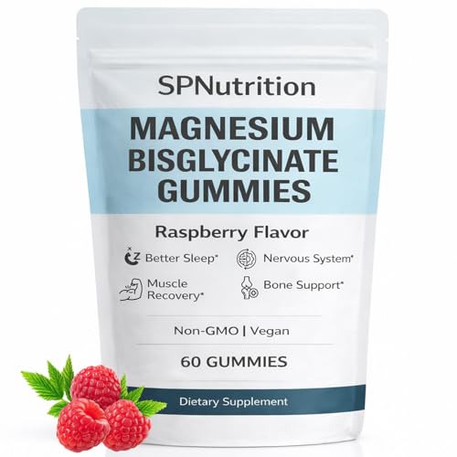Image of Spnutrition Magnesium Bisglycinate Gummies - Chelated Magnesium Supplement, Promotes Muscle & Nerve Function, Relaxation & Everyday Wellness - 60 Raspberry Gummies (1)