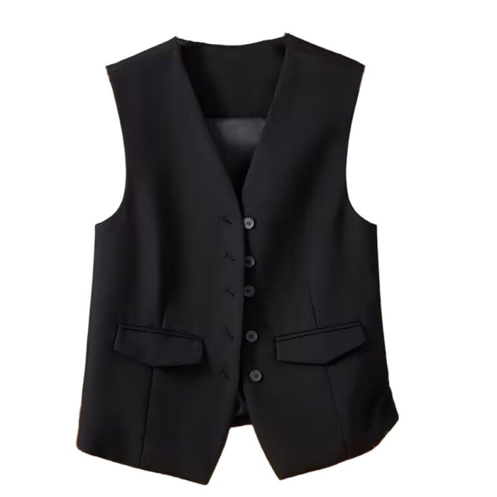 Gilet sans Manches pour Femme, Élégant, Slim, Boutonné, pour Le Travail, Le Bureau, Le Gilet De Fête, Le Col en V, Le Costume