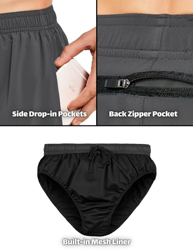 Image of DEMOZU Men's 5 Inch Running Tennis Shorts Quick Dry Athletic Workout Gym Exercise Sports Active Shorts with Pockets