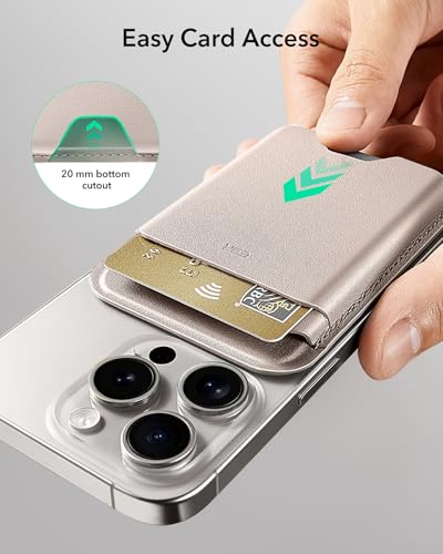 Image of ESR for MagSafe Wallet, 5 Card Holder with RFID Blocking, MagSafe Sticker Included, Slim Magnetic Wallet for iPhone 17e /17 /16 /15 /14 /13 /12 Series, Selected Samsung Devices, Not for Mini,Desert Titanium