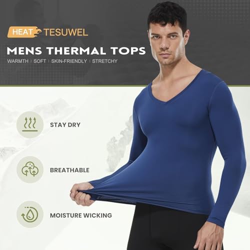 Men's Thermal Compression Shirts V Neck Fleece Lined Long Sleeve Athletic Base Layer Tops for Running Workout4