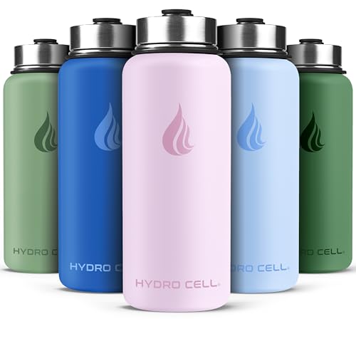 Image of HYDRO CELL Stainless Steel Insulated Water Bottle with Straw - For Cold & Hot Drinks - Metal Vacuum Flask with Screw Cap and Modern Leakproof Sport Thermos for Adults (Pink 32oz)
