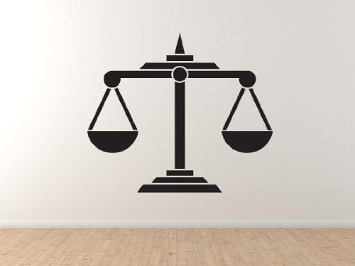 Scales of Justice - Law Balance Support and Opposition - 45" Black Wall Vinyl Decal Decorative