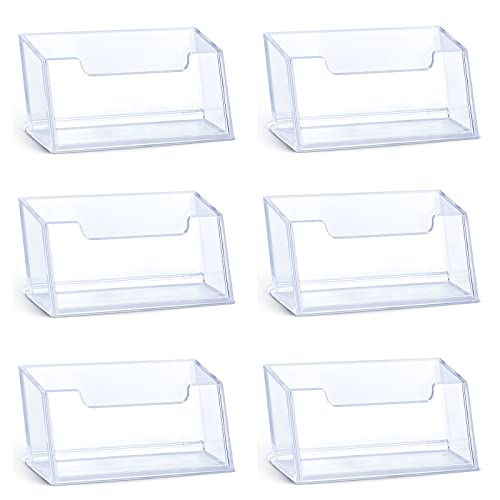 Yoaeyok 6 Pièces Porte-Cartes de Visite, Support de Carte de Visite en Plastique, Présentoirs de Carte de Visite, Porte Cartes Visite Acrylique Transparent pour Bureau, Hôtels et Plans de Travail