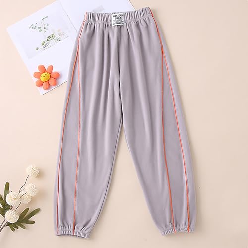 Xiaojmake Kids Athletic Wide Leg Sweatpants Side Striped Drawstring Waist Trouser Casual Low Rise Palazzo Pants with Pockets3