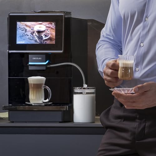 Cecotec Cafetière super-automatique Cremmaet Touch OCS. Expresso, 1500W, 19 bars, écran TFT, Thermoblock, nettoyage auto, réservoir 400g café, 2L d'eau, 600ml lait.