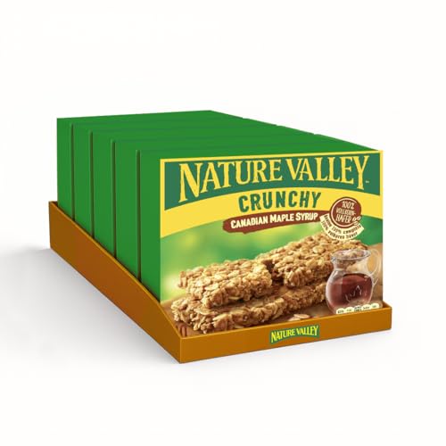 Nature Valley Crunchy Kanadischer Ahornsirup, Müsliriegel Großpackung, 5er Pack, Haferriegel, Snack für Schule & unterwegs, gesundes Pausenbrot, laktosefrei, 50 Riegel – je Packung 2 Riegel