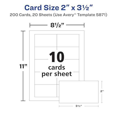 Avery Clean Edge Printable Business Cards with Sure Feed Technology, 2" x 3.5", White, 200 Blank Cards for Laser Printers (5871) by Avery - Image 8