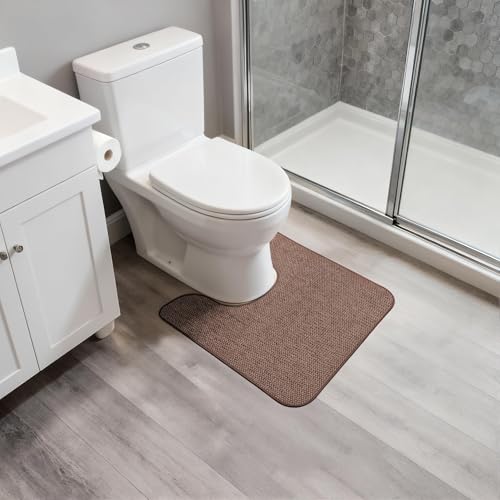 Image of Bosap Toilet Rugs U Shaped Bathroom Rug,Machine Washable Non Slip Quick Dry Super Absorbent Ultra Thin Toilet Mats for Bathroom Toilet.Brown,1'8 inchx2'(20x24inch)