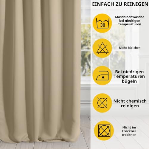 Eurofirany Logan Vorhang Blickdicht, Blackout, Satin Verdunkelungsvorhang mit Ösen-1 STK. Ösenvorhang, Elegant, Glatt, Einfarbig… – Ansicht 3