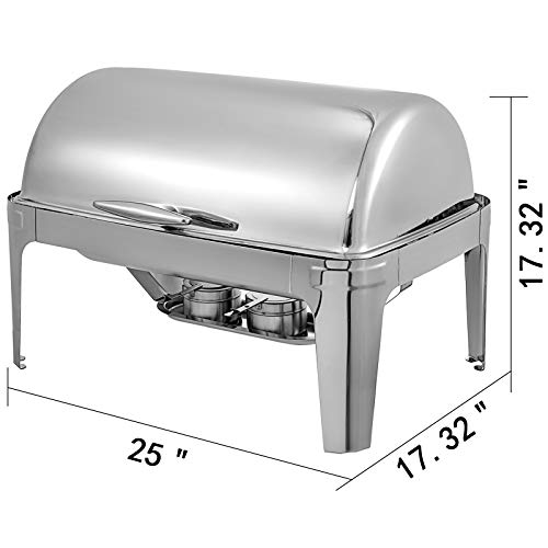 image for Mophorn 2 Packs Stainless Steel Roll Top Chafing Dishes 8 Quart Full S