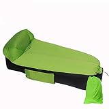 ★ Diseño fácil de inflar: no se requiere bomba. La tumbona de aire es inflable rápidamente, solo una brisa o aire de un ventilador. ¡Un día de viento es perfecto para inflar! Solo abre la bolsa, corre para llenar el 80% de aire. Luego enrolla el sello y bloquéalo con la hebilla.