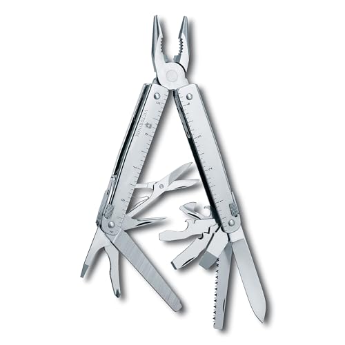 Image of Victorinox 3.0339.L Swisstool X Plus Ratchet with Leather Pouch Extremely Handy, Functional, and Compact in Silver 4.5 inches