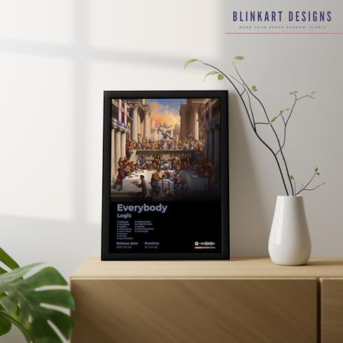Image of BLINKART logic - Everybody Wall Photo Frames | Wall Art for Bedroom, Living Room, Studio or Office | Album Cover Print with Spotify Song Link QR Code | Gift for Fans - 8x12 In