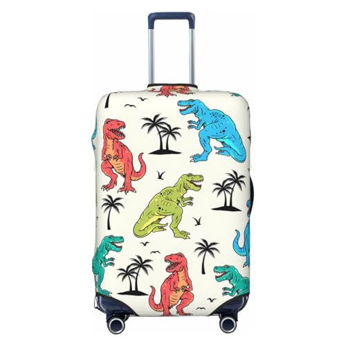 Travel Luggage Cover Spandex Suitcase Protector Bag,Colorful Dinosaur Double-Sided Printed Fits 18-32 Inch Luggage, Suitcase Sleeve For Kid And Adult,Medium