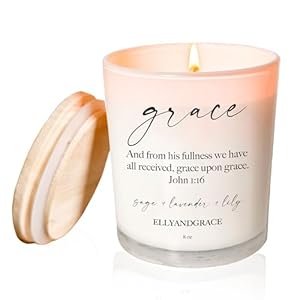 Elly & Grace – Scented Glass Soy Candle with Inspirational Bible Verse – Christian Gifts for Women Scented Candles for Home Thinking of You Gifts for Women Candles Gifts for Women (Grace)