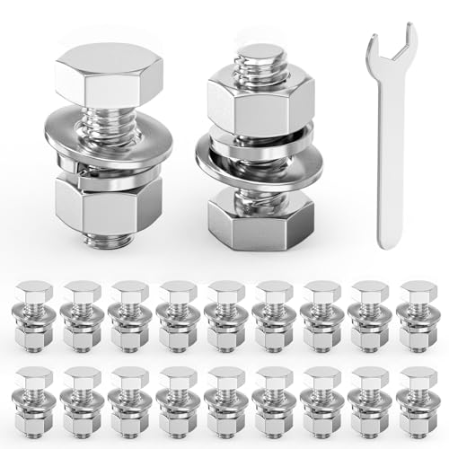 Image of 20PCS 5 /16-18 x 3 /4 inch 304 Stainless Steel External Hex Bolt, Fully Threaded Bolt with Nut Flat & Lock Washers and Spanner