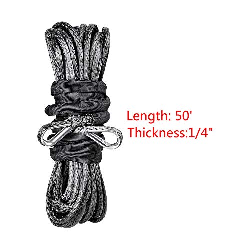 2PCs Black Winch Rope Extension Breaking Strength 7500 LBS 39