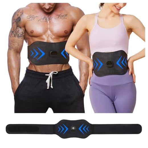 ABS Stimulator, EMS Muscle Stimulator, Ab Machine, Fitness Workout Equipment for Women and Men, Portable Muscle Toner for Abdomen, Black blue