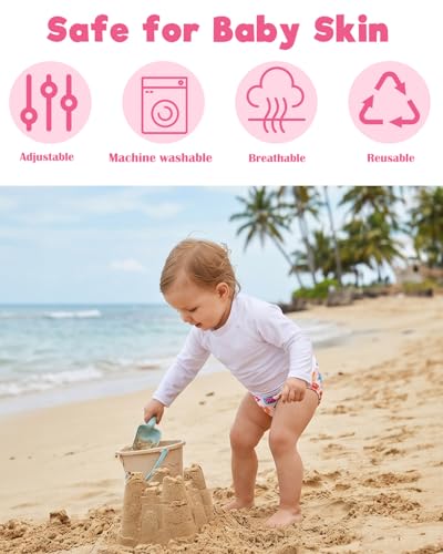 Image of ALVABABY Baby Swim Diapers 2pcs Reuseable Washable & Adjustable for Swimming Lesson & Large Size for Baby Girl ZYK103-D118