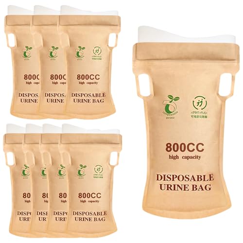 HeuxGir Disposable Urine Bags 8 PCS，800ml Widen The Opening Emergency Portable Urinal Bag and Vomit Bags for Women/Men, Pee Bags for Travel for Men for Camping, Traffic Jams, Pregnant, Patient, Kids