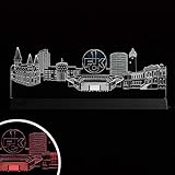 Konturgenaue Kanten der 1. FC Kaiserslautern Skyline durch Präzisionslaserschnitt. 4mm starkes Acrylglas