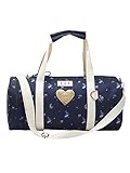 Vertbaudet Sporttasche mit Blumen für Mädchen, Abzeichen, Herz mit Pailletten, Marineblau bedruckt, Einheitsgröße,