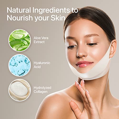 5 PCS Double Chin Reducer V Line Face Lifting Mask Plus 2 PAIR Under Eye Mask, Face Slimming Strap Face Slimmer Patch Chin Up Mask Face Lifting Belt Neck Lift Tape for Firming and Tightening Contour - Thumbnail 3