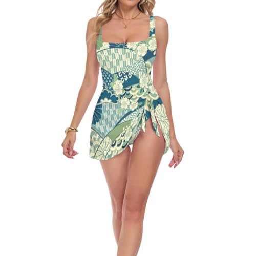 Maillot de bain femme amincissant vert pour camoufler les rondeurs