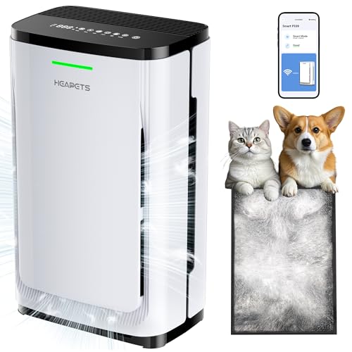 Pet Air Purifier Large Home up to 4200 sq ft, Suck up Floating Cat Dog Hair, 7-Stage Filter Anion Activated Carbon HEPA Air Purifiers WiFi for Dander Odor Allergies Smoke Dust, Zero Ozone, P339 White