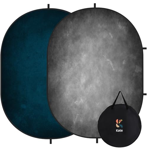 Kate Collapsible Backdrop Pop Up Photo Backdrops Grey Blue Portable for Headshot for Portrait Photography for Video 5x6.5ft