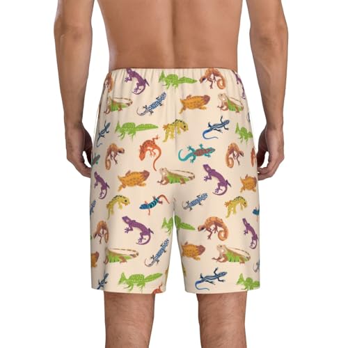 Cute Lizard Chameleon Gecko Mens Pajama Pants With Pocket Soft Sleep Shorts Lounge Shorts Pj Pants For Men3