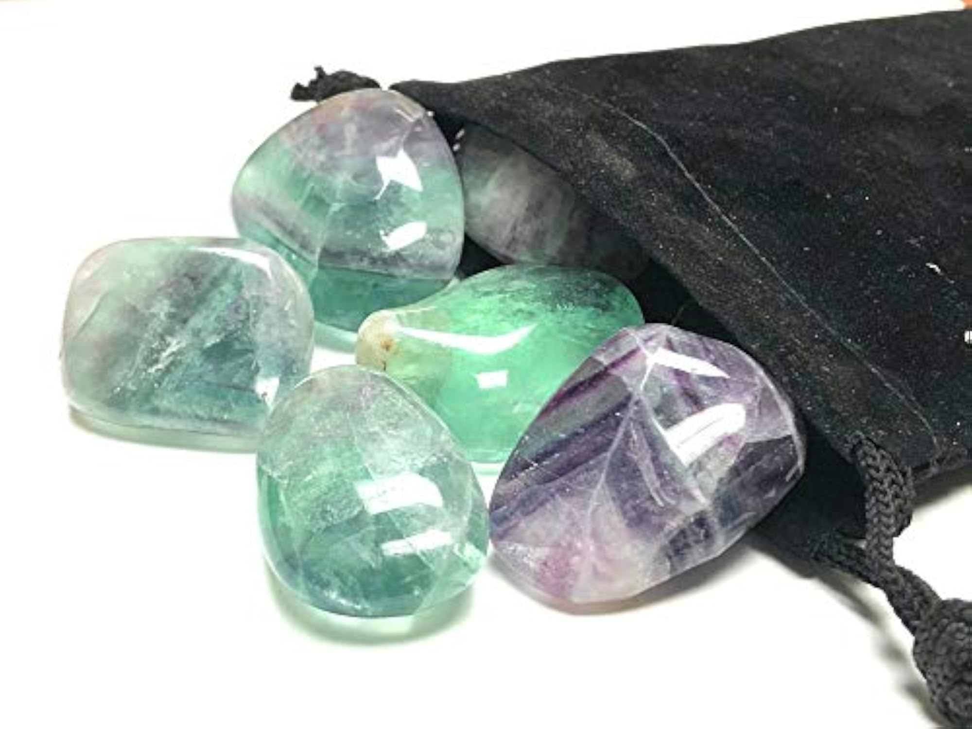 Large Tumbled Rainbow Fluorite Polished Gemstones, Healing