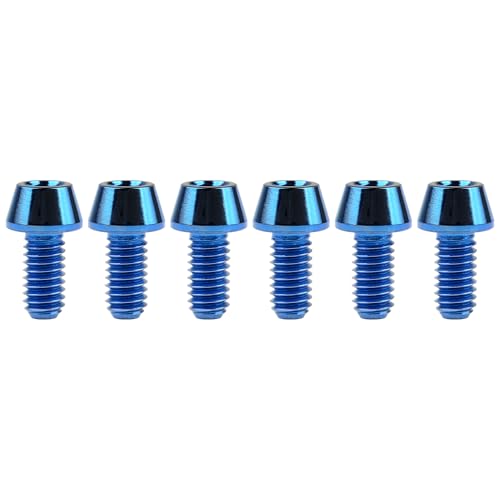 Image of Titanium Ti DIN912 M4 8 10 12 15 20mm Tapered Head Hex Bolts Bicycle Screws Pack of 6 (Blue, M4x10mm)