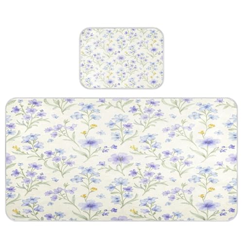 Colchón refrescante para cuna de bebé de 28 x 52 pulgadas, absorbente, color morado, azul, amarillo, flores, lavable para bebés y niños pequeños
